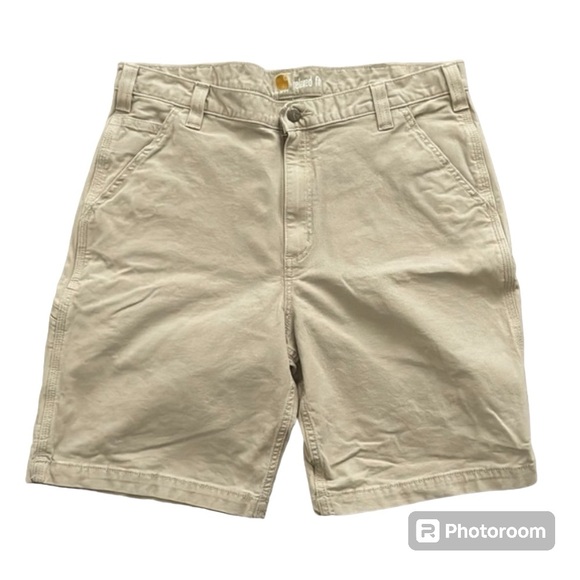 CARHARTT MENS SHORTS RELAXED FIT KHAKIS TAN FLAT FRONT - Picture 1 of 6